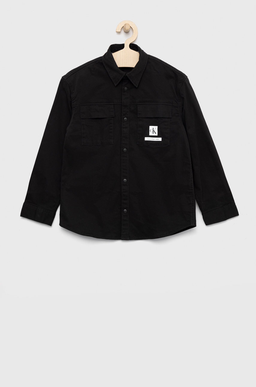 

Детска риза Calvin Klein Jeans в черно, Черен