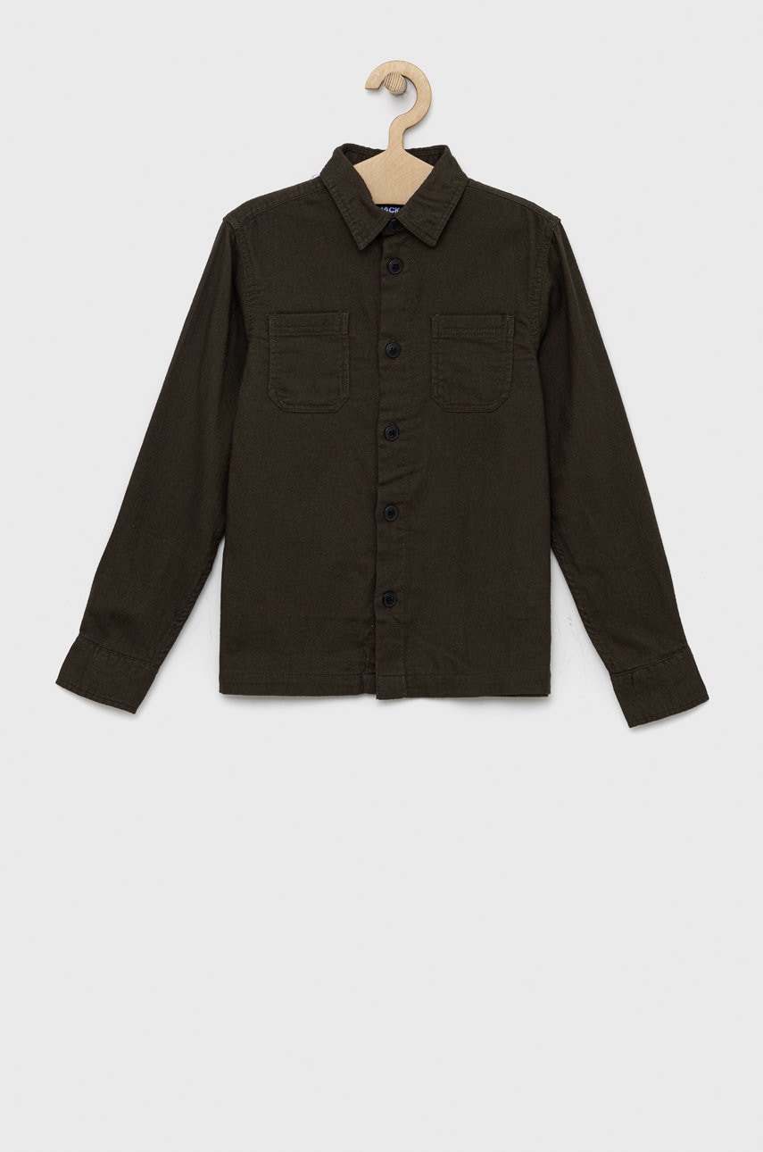 Детская хлопковая рубашка Jack & Jones цвет зелёный Детская хлопковая рубашка Jack & Jones цвет зелёный