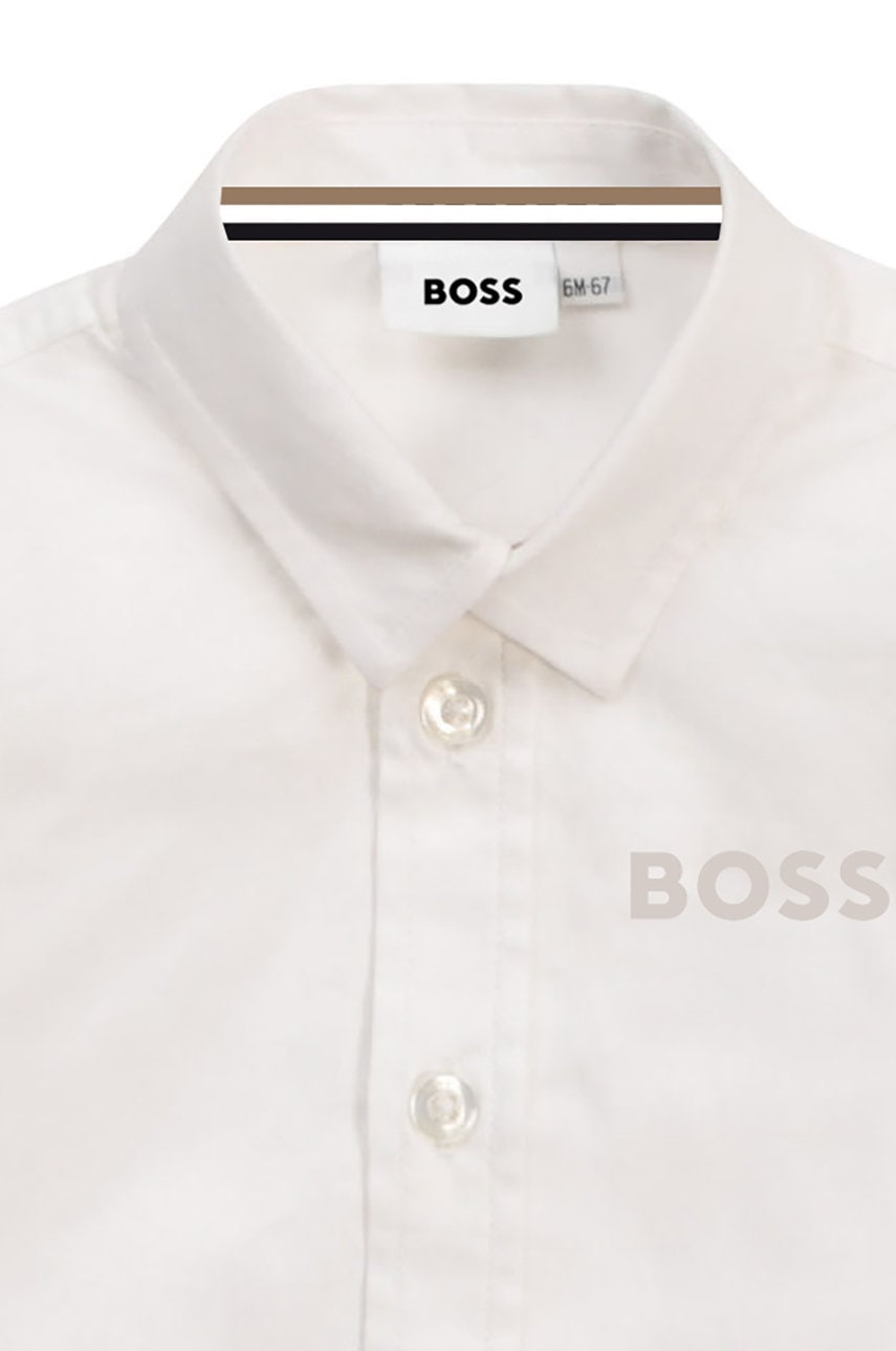 Детская хлопковая рубашка BOSS цвет белый