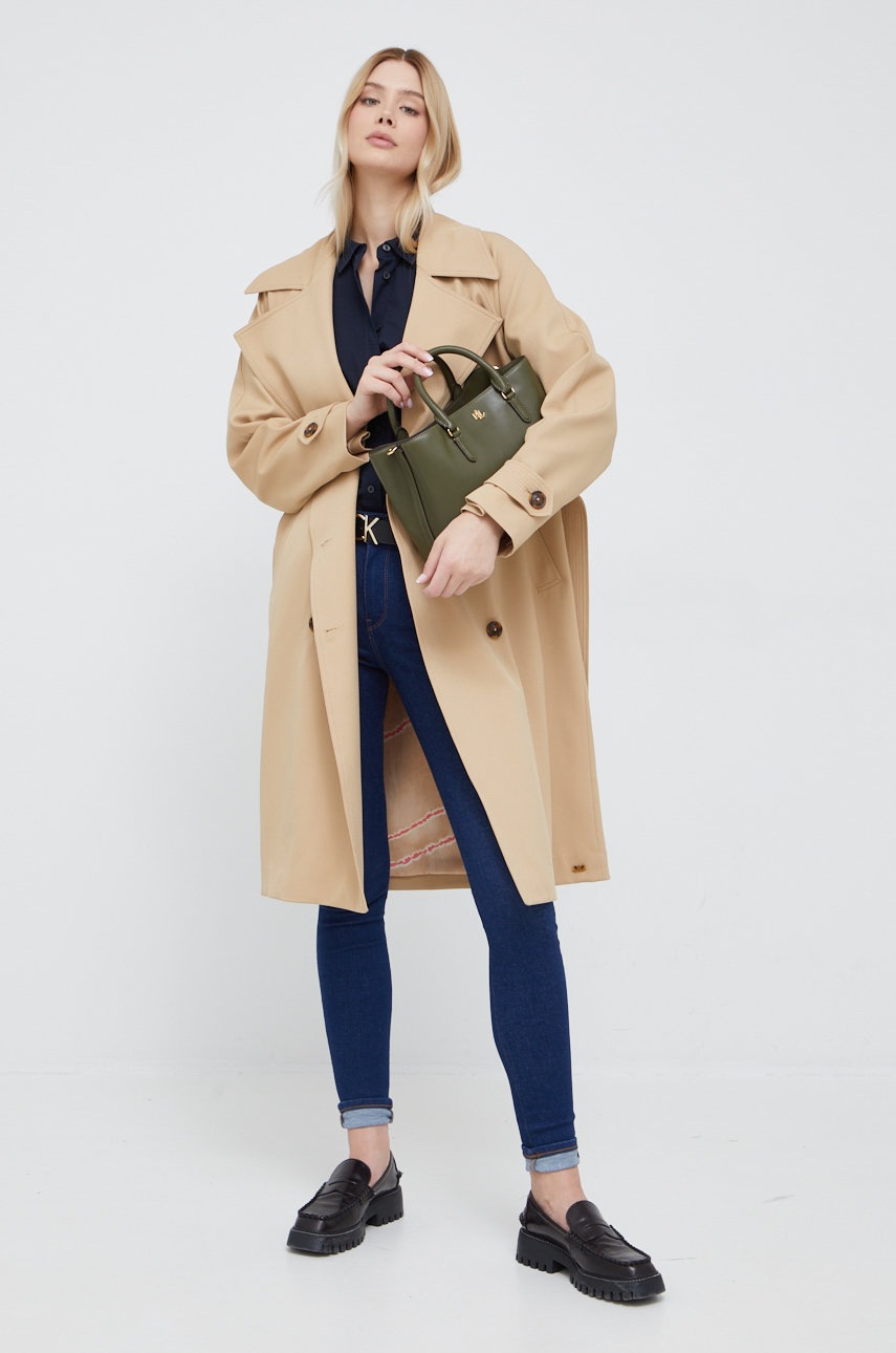 

Бавовняна сорочка Tommy Hilfiger жіноча колір синій regular класичний комір