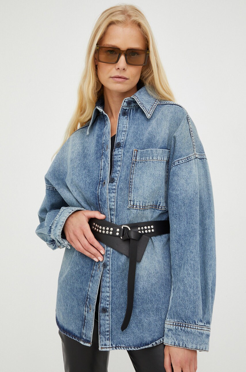 Drykorn camasa jeans femei, cu guler clasic, relaxed