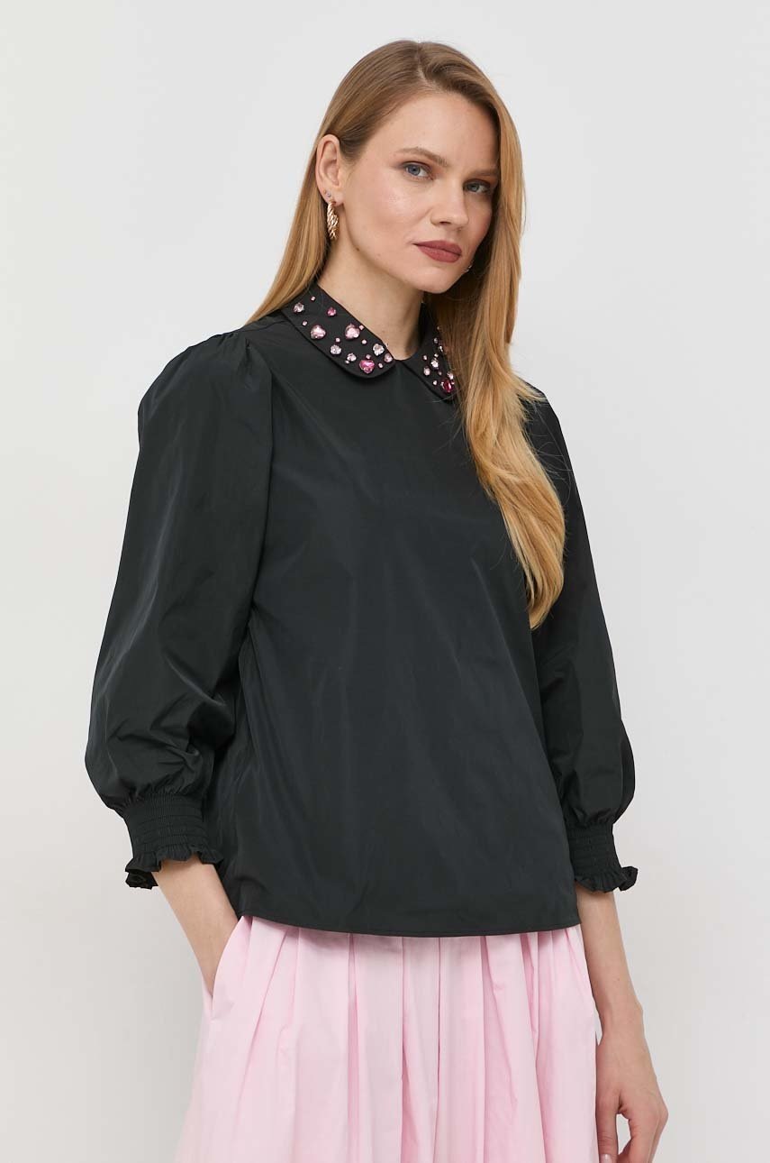 

Блуза Red Valentino в черно с апликация, Черен