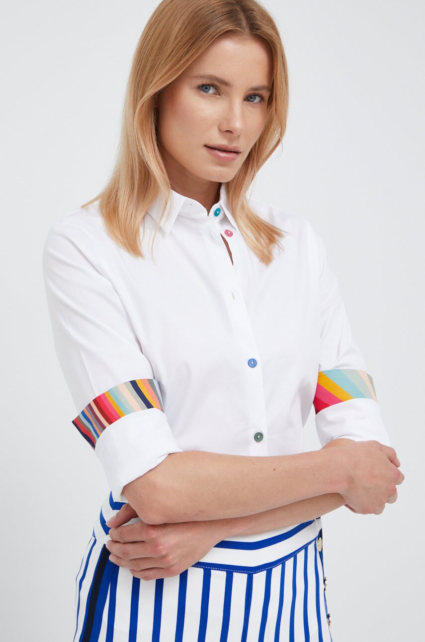 

Рубашка PS Paul Smith женская цвет белый regular классический воротник