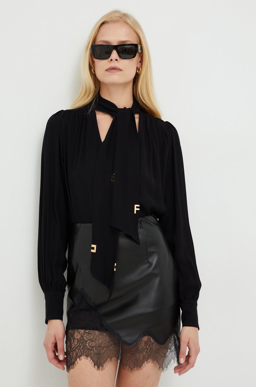 Elisabetta Franchi bluza femei, culoarea negru, neted answear.ro