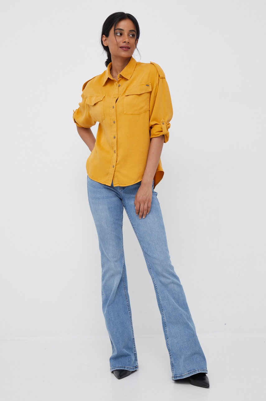 

Рубашка Pepe Jeans женская цвет жёлтый relaxed классический воротник