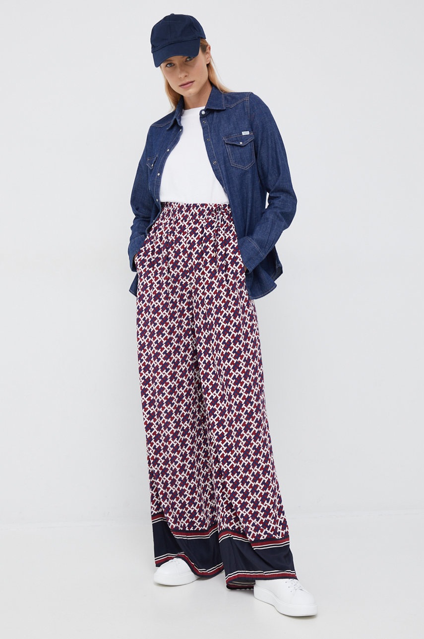 

Хлопковая рубашка Pepe Jeans женская цвет синий regular классический воротник