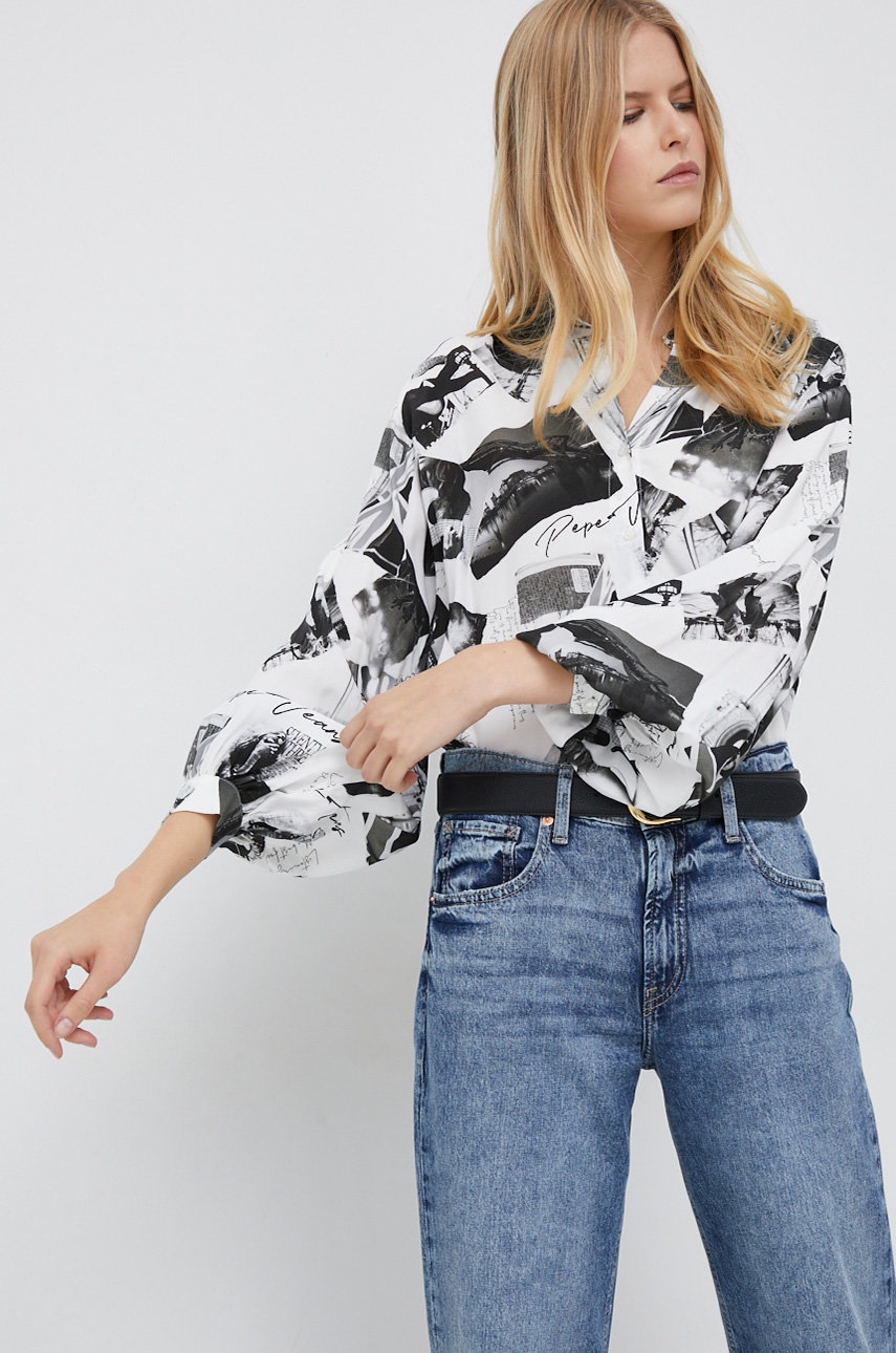 

Рубашка Pepe Jeans Keltse женская цвет чёрный regular классический воротник