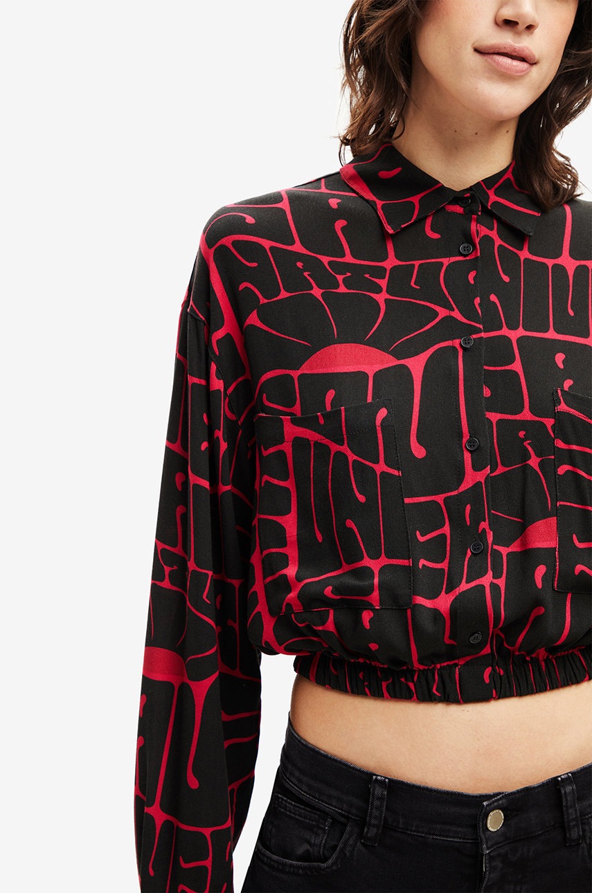 

Рубашка Desigual женская цвет синий regular классический воротник