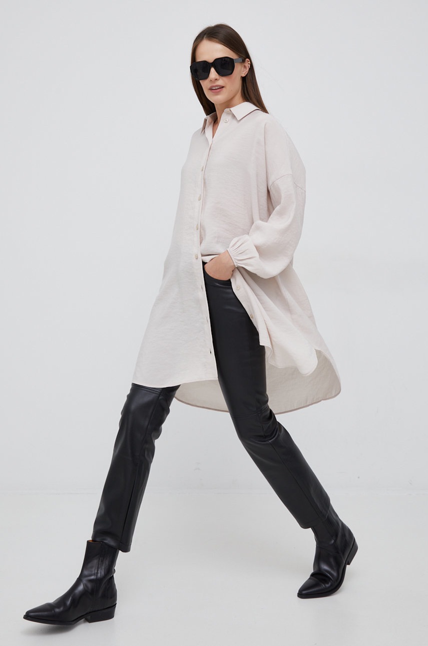 

Сорочка Vero Moda жіноча колір бежевий relaxed класичний комір