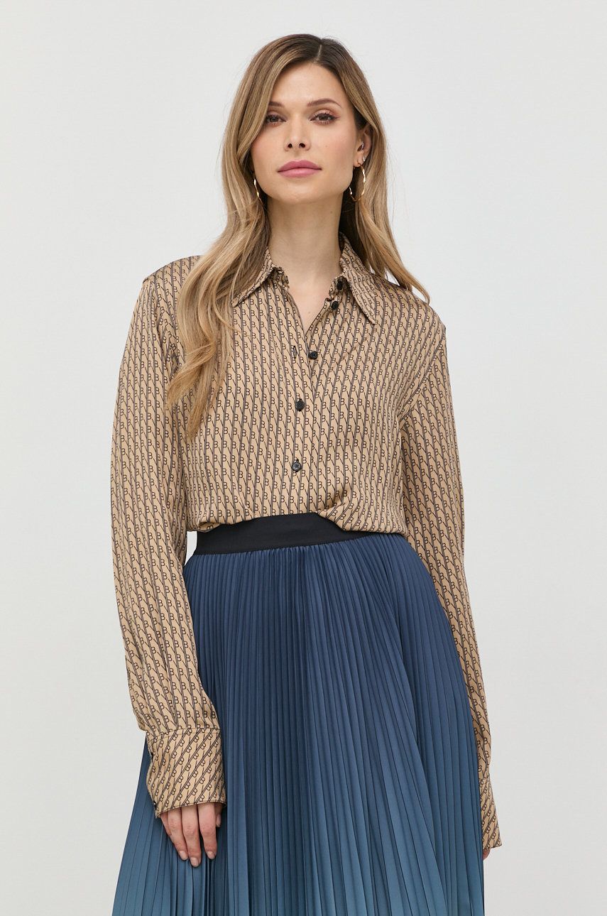 E-shop Košile Victoria Beckham dámská, béžová barva, relaxed, s klasickým límcem