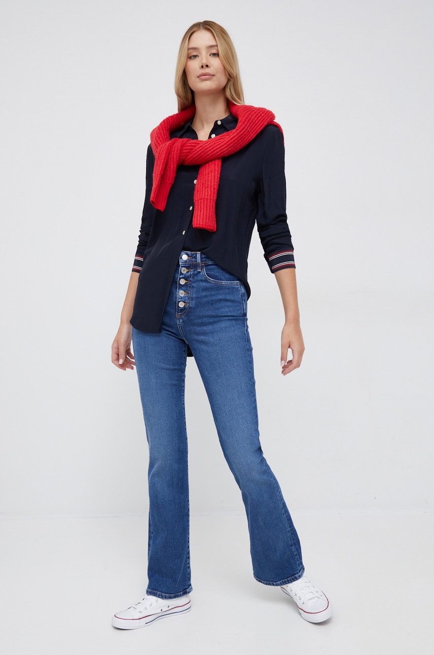 

Рубашка Tommy Hilfiger женская цвет синий relaxed классический воротник