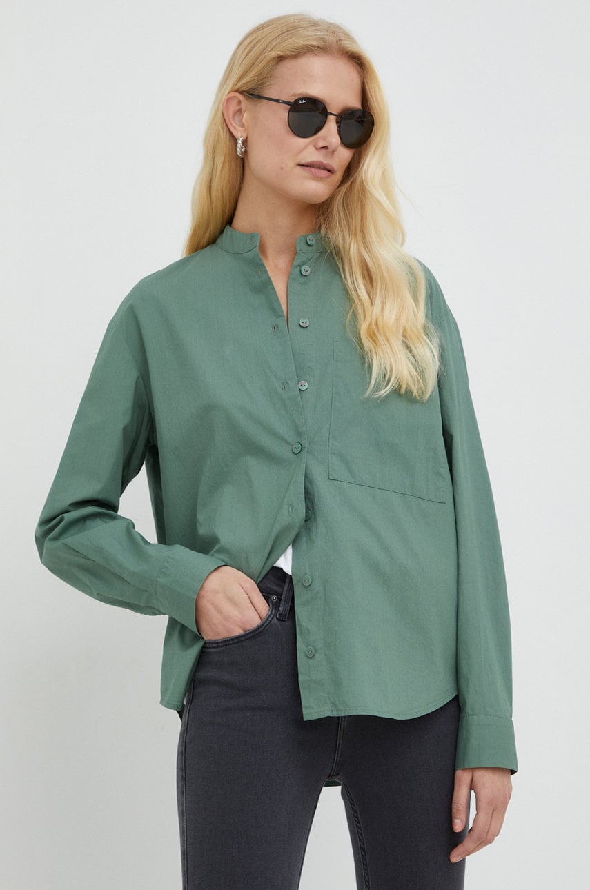 Marc o'polo camasa din bumbac denim femei, culoarea verde, relaxed