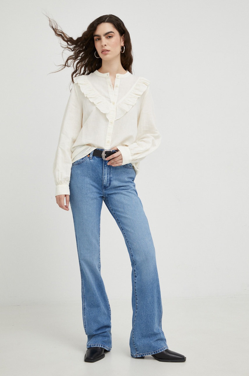 

Сорочка з льону Wrangler жіноча колір бежевий regular