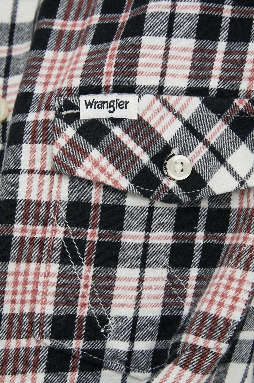 

Хлопковая рубашка Wrangler женская цвет чёрный regular классический воротник