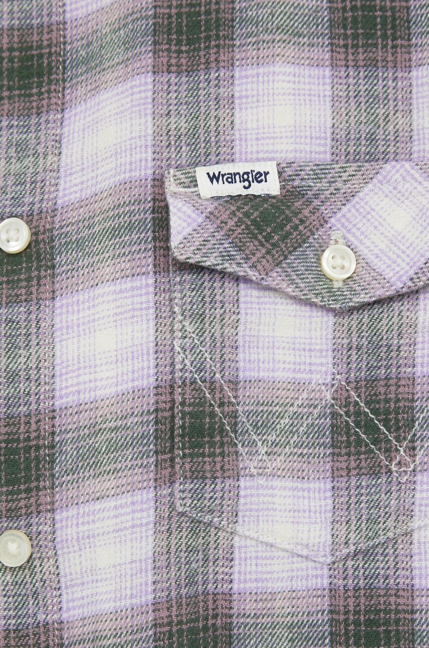 

Хлопковая рубашка Wrangler женская цвет фиолетовый regular классический воротник