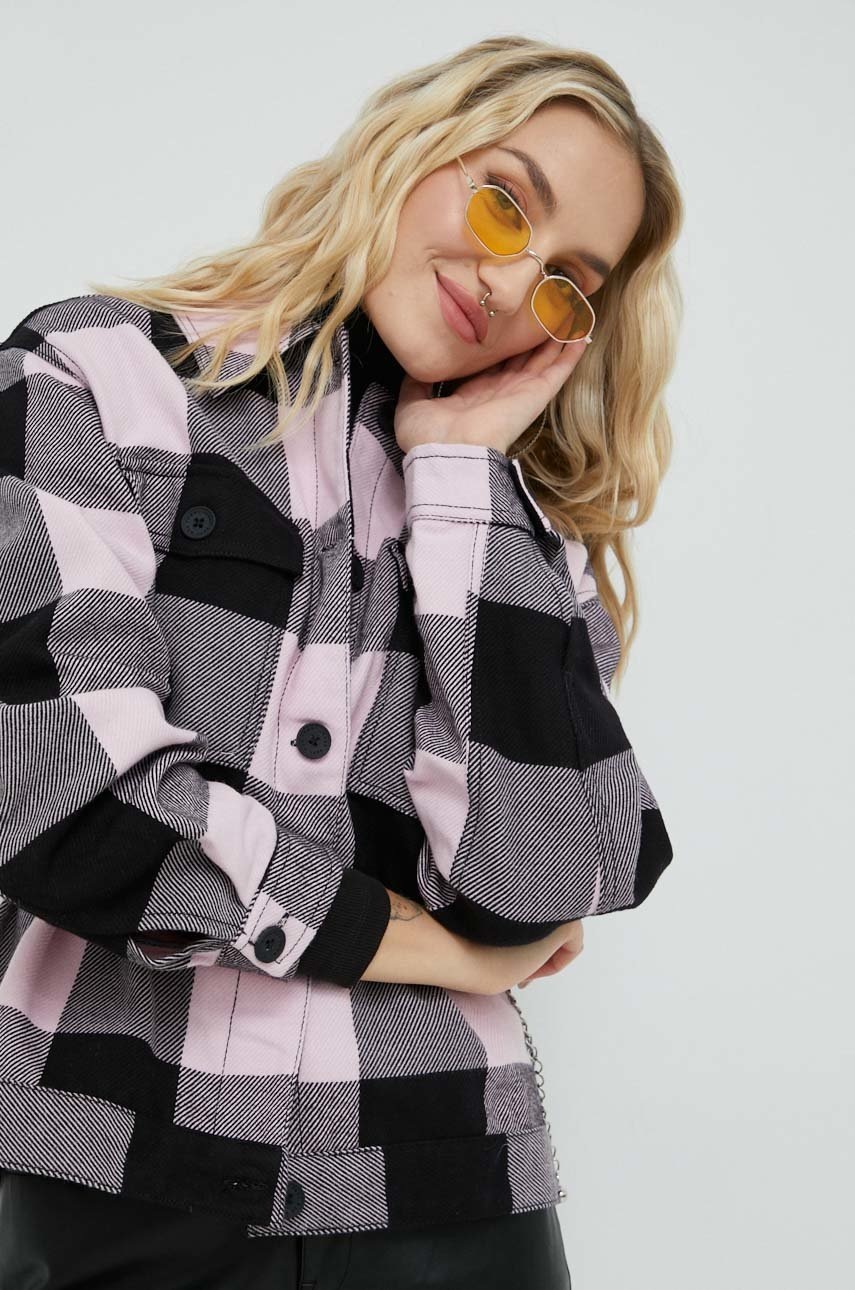 

Риза Tommy Jeans дамска в розово със свободна кройка с класическа яка, Розов