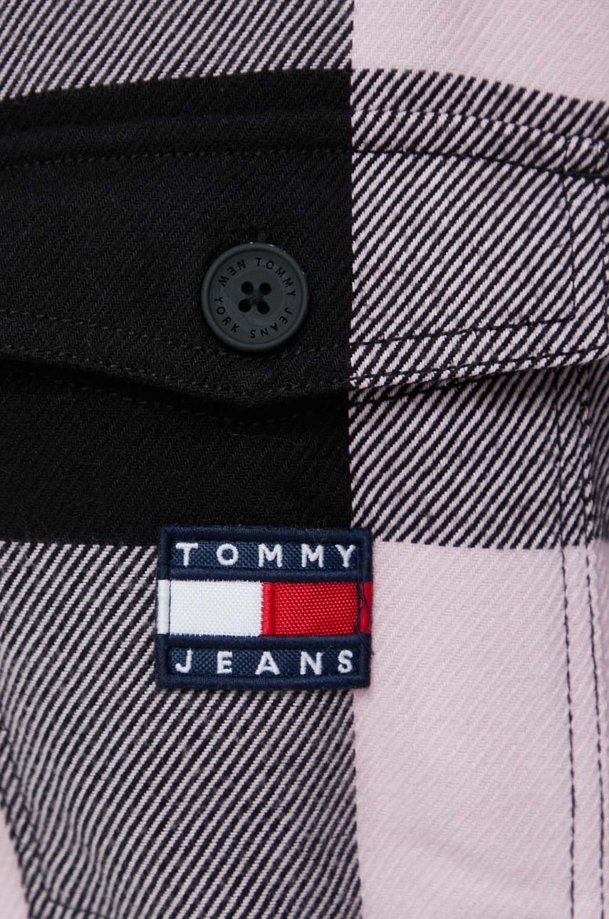 

рубашка Tommy Jeans женская цвет розовый relaxed классический воротник