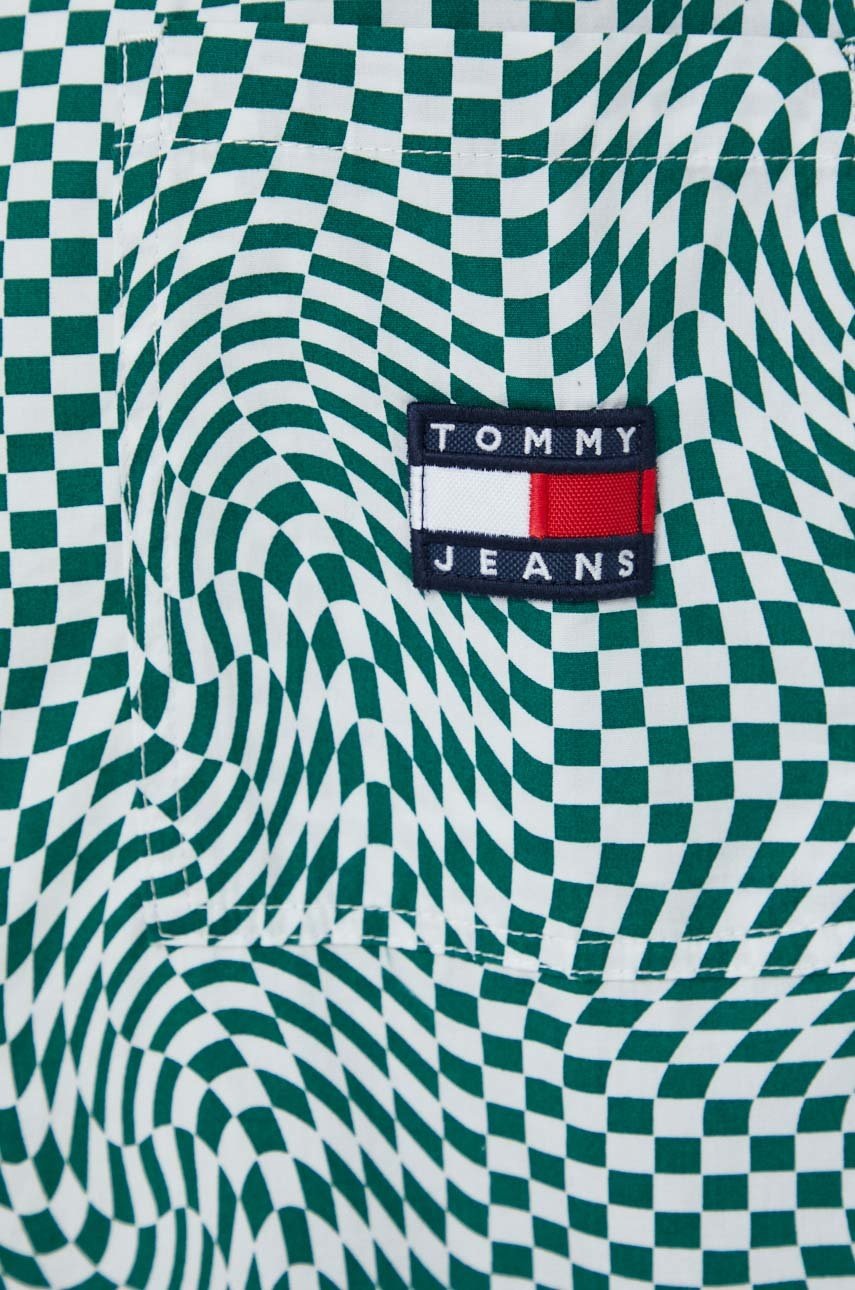 

Бавовняна сорочка Tommy Jeans жіноча колір зелений relaxed класичний комір