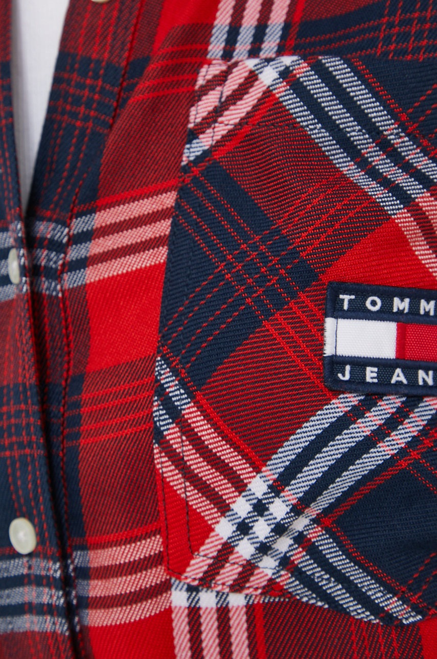 

Рубашка Tommy Jeans женская цвет красный relaxed классический воротник