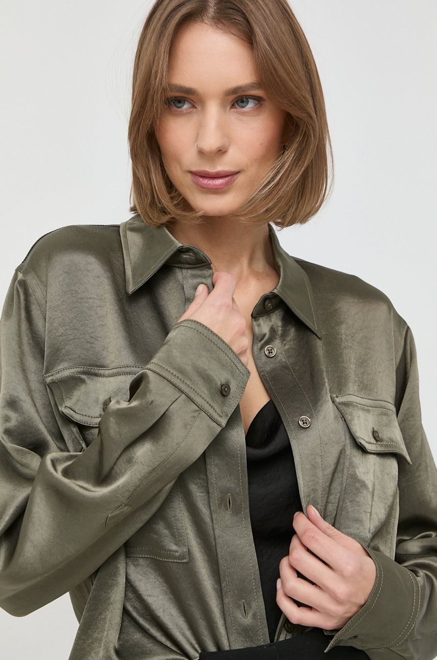 MICHAEL Michael Kors camasa femei, culoarea verde, cu guler clasic, regular 2023 ❤️ Pret Super answear imagine noua 2022