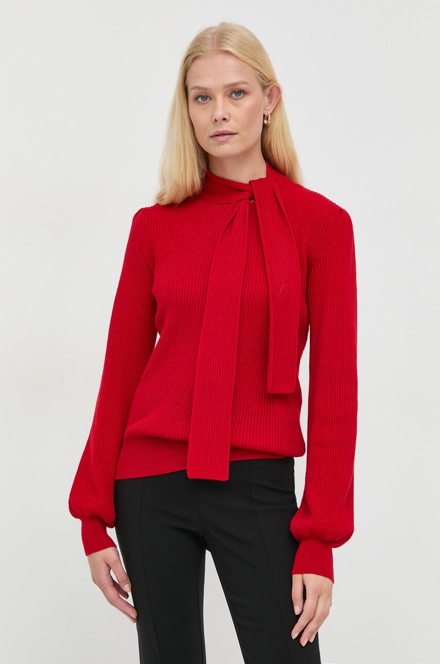 Luisa spagnoli pulover de lana femei, culoarea rosu, light, cu turtleneck