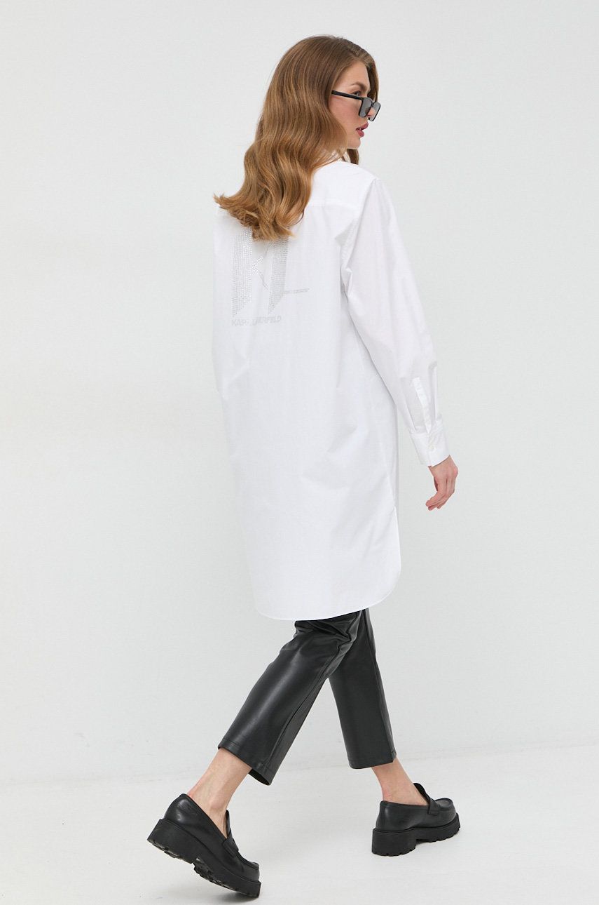 Karl Lagerfeld camasa din bumbac femei, culoarea alb, cu guler clasic, relaxed 2023 ❤️ Pret Super answear imagine noua 2022