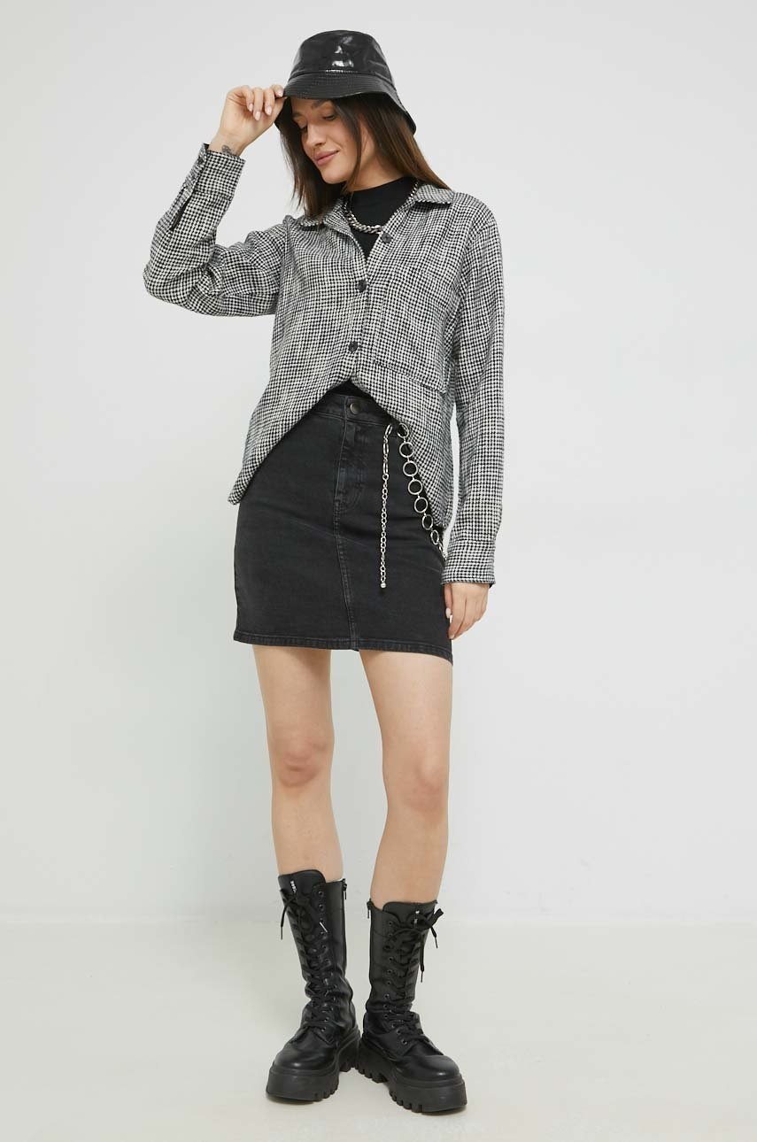 Πουκάμισο Abercrombie & Fitch χρώμα: μαύρο, φωτογραφία