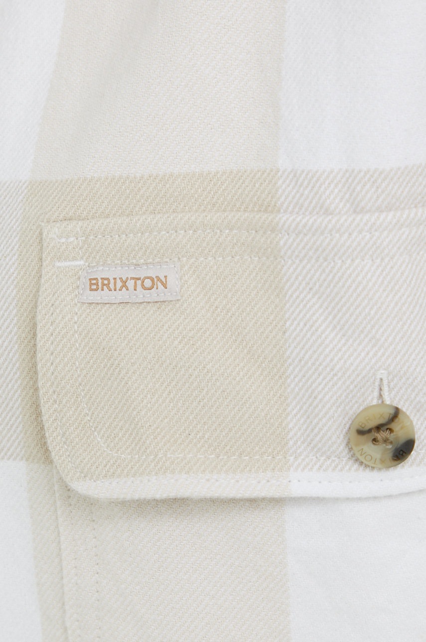

Хлопковая рубашка Brixton женская цвет бежевый relaxed классический воротник