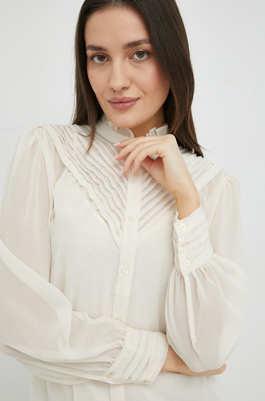 

Сорочка Lauren Ralph Lauren жіноча колір бежевий regular зі стійкою