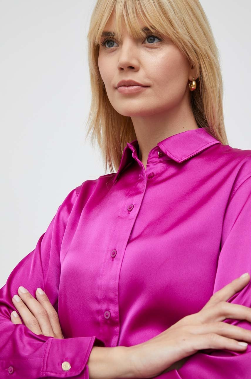 

Риза Lauren Ralph Lauren дамска в розово със стандартна кройка с класическа яка, Розов