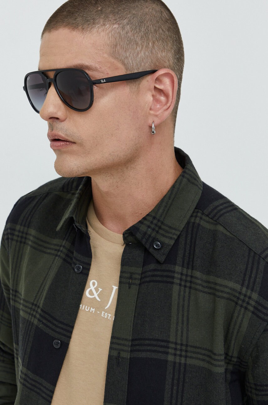 Only & sons camasa din bumbac barbati, culoarea verde, cu guler button-down, regular