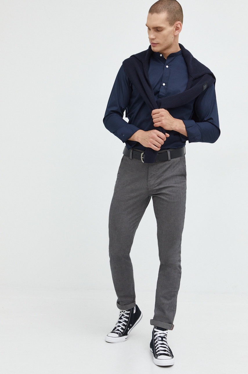

Сорочка Jack & Jones чоловіча колір синій slim зі стійкою