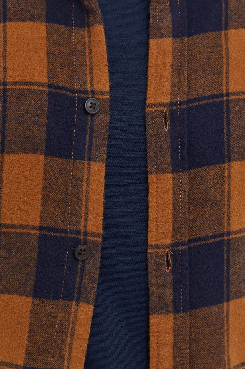 

Хлопковая рубашка Jack & Jones мужская цвет коричневый regular классический воротник