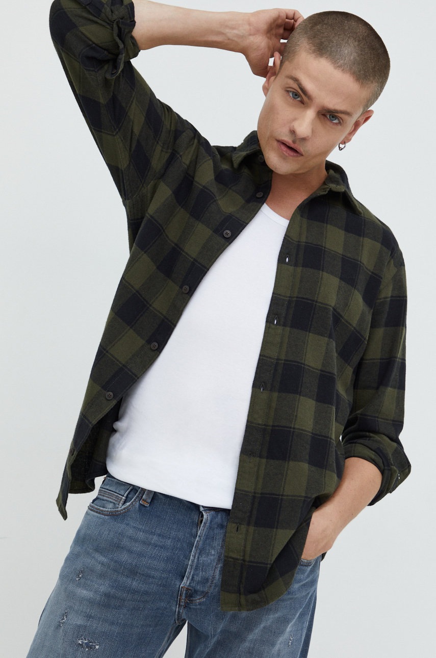 

Памучна риза Jack & Jones мъжка в зелено със стандартна кройка с класическа яка, Зелен