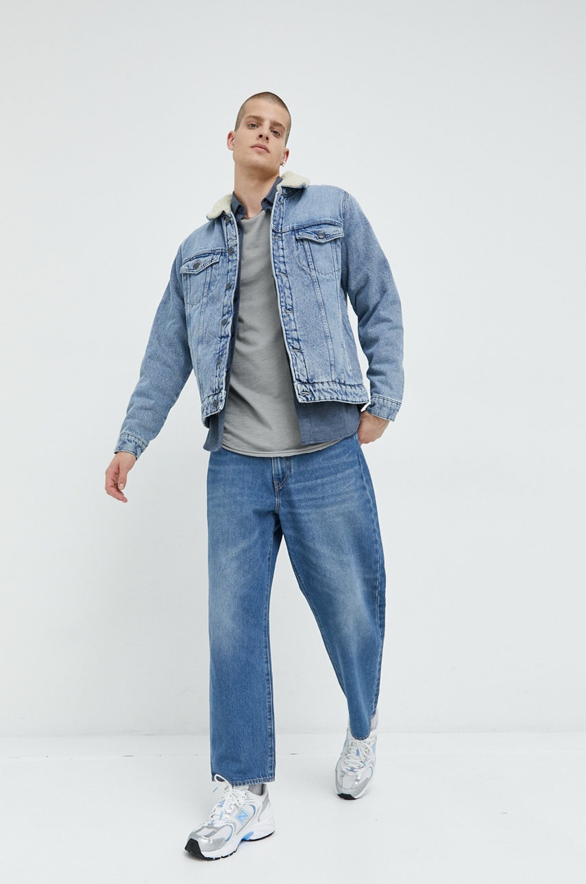 

Сорочка Jack & Jones чоловіча колір синій regular комір button-down