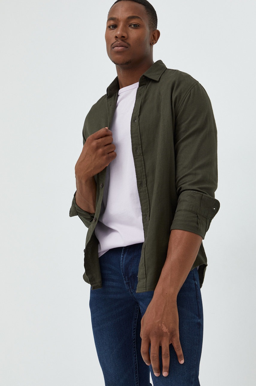 

Памучна риза Jack & Jones мъжка в зелено със стандартна кройка с класическа яка, Зелен