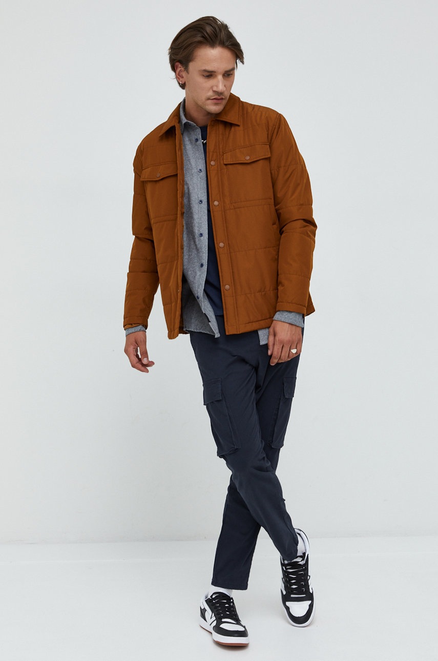 

Хлопковая рубашка Only & Sons мужская цвет синий slim классический воротник