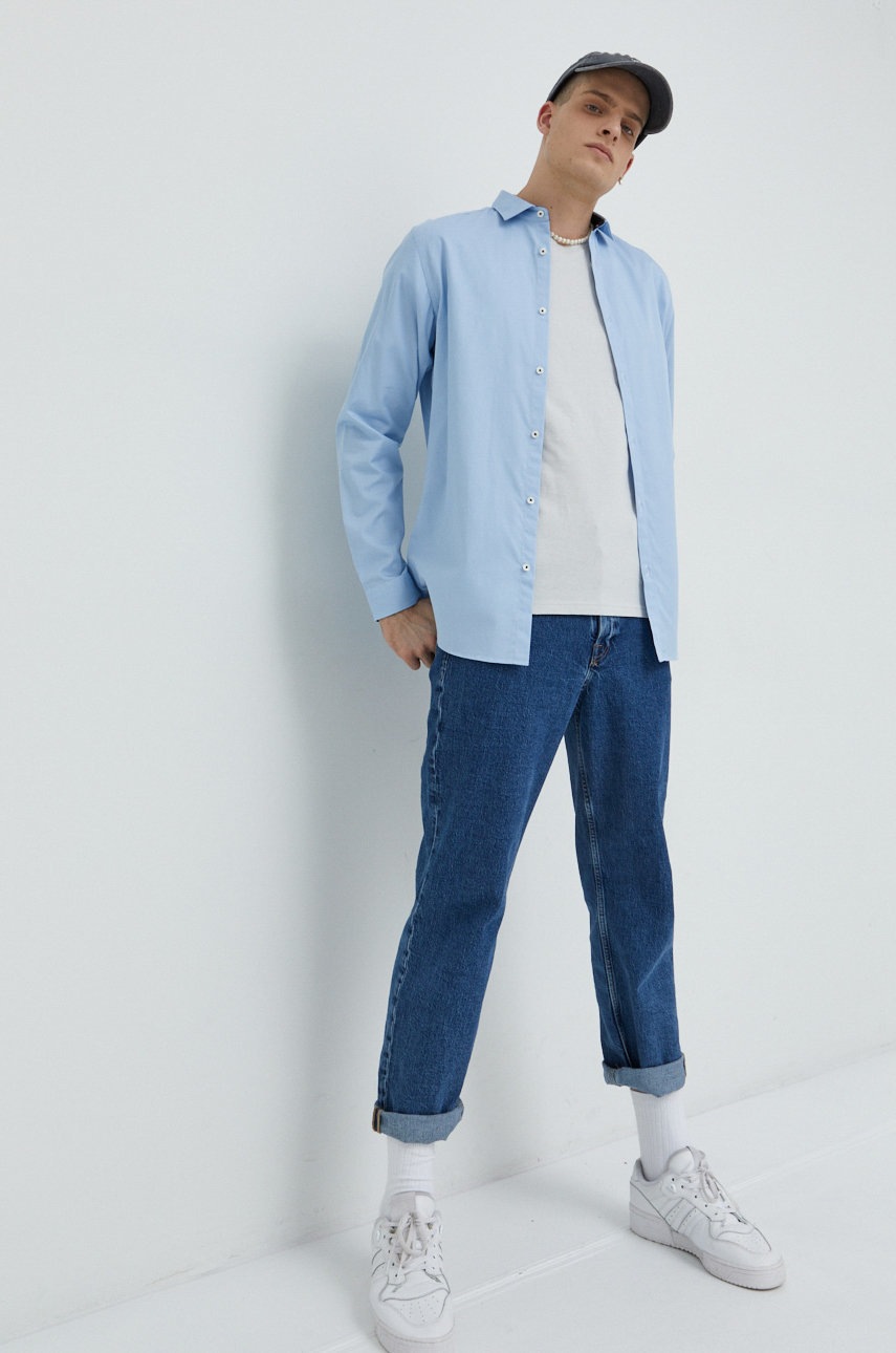 

Хлопковая рубашка Premium by Jack&Jones мужская slim итальянский воротник