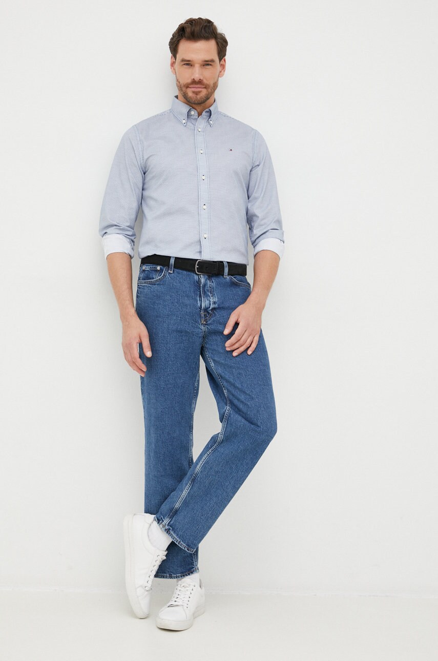 

Хлопковая рубашка Tommy Hilfiger мужская цвет белый regular воротник button-down
