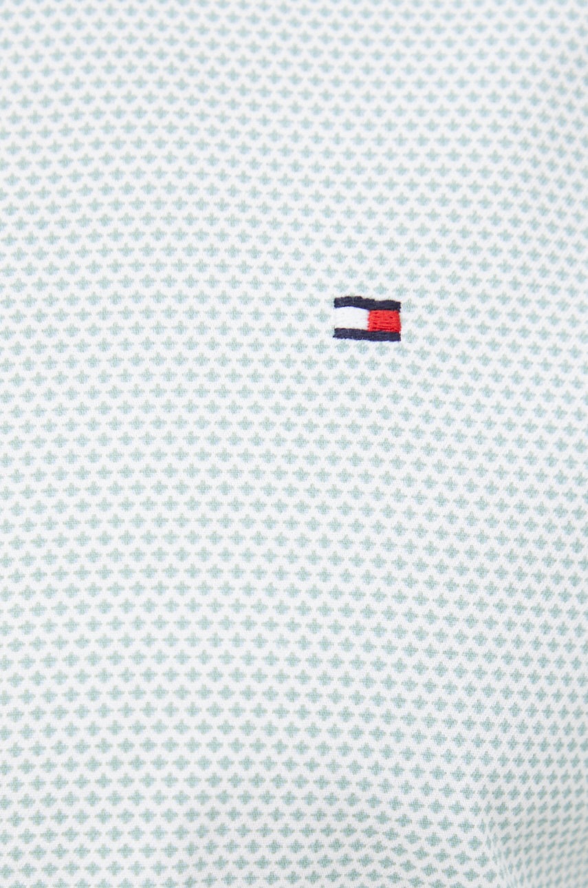 

Хлопковая рубашка Tommy Hilfiger мужская цвет зелёный regular воротник button-down