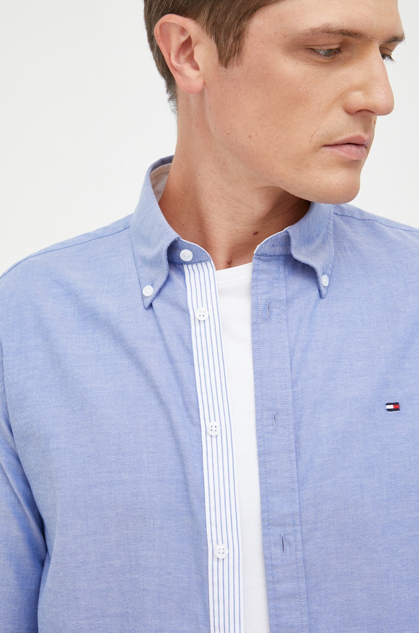 

Хлопковая рубашка Tommy Hilfiger мужская slim воротник button-down