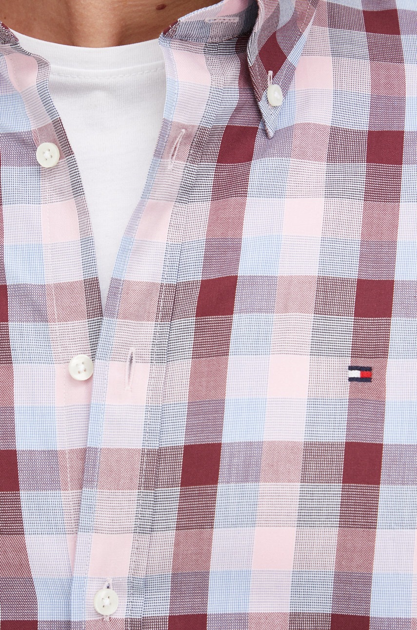 

Хлопковая рубашка Tommy Hilfiger мужская цвет розовый slim воротник button-down