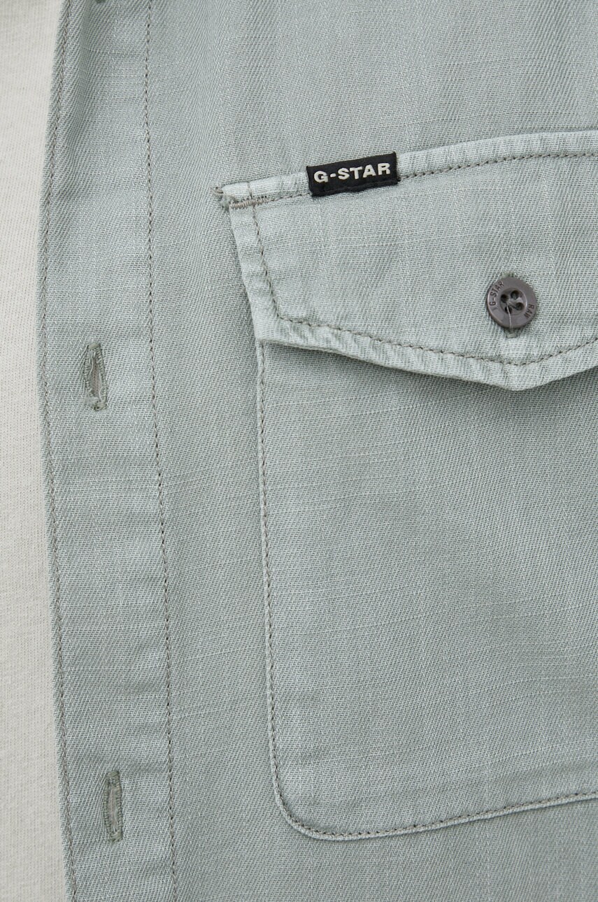 

Хлопковая рубашка G-Star Raw мужская цвет зелёный slim классический воротник
