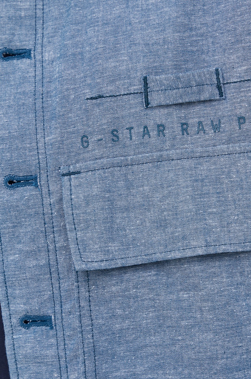 

Сорочка з домішкою льону G-Star Raw чоловіча колір синій regular класичний комір