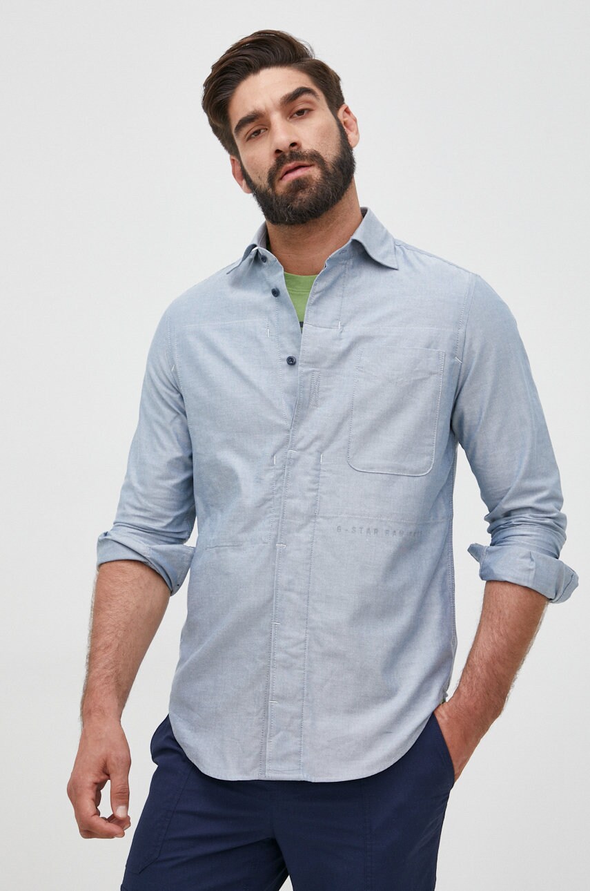 G-star raw camasa din bumbac barbati, cu guler clasic, regular