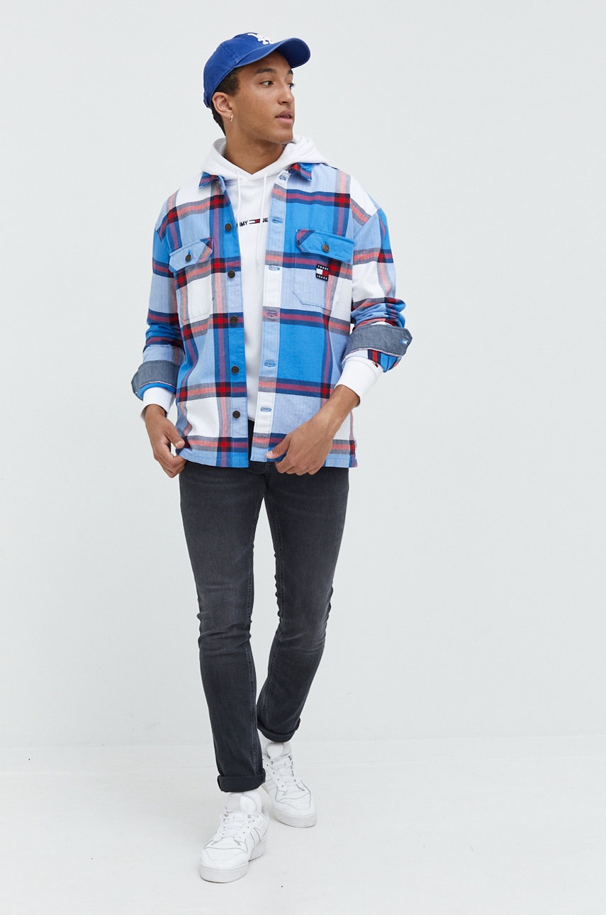 

Хлопковая рубашка Tommy Jeans мужская relaxed итальянский воротник