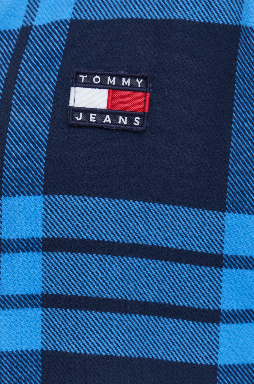 

Хлопковая рубашка Tommy Jeans мужская цвет синий relaxed классический воротник