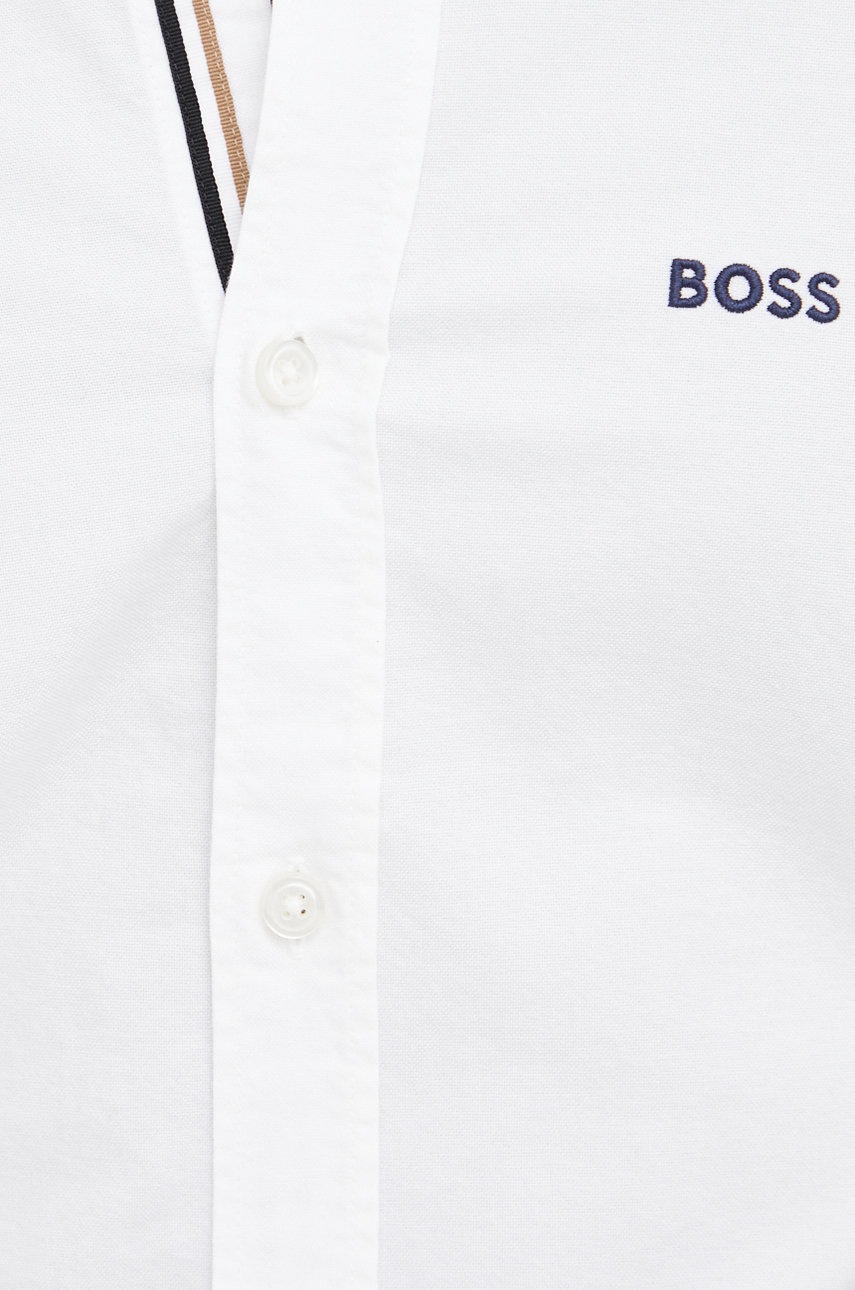 

Хлопковая рубашка BOSS мужская цвет белый regular воротник button-down