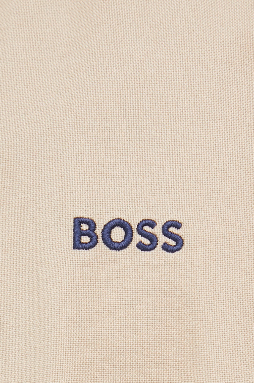 

Бавовняна сорочка BOSS чоловіча колір бежевий regular комір button-down