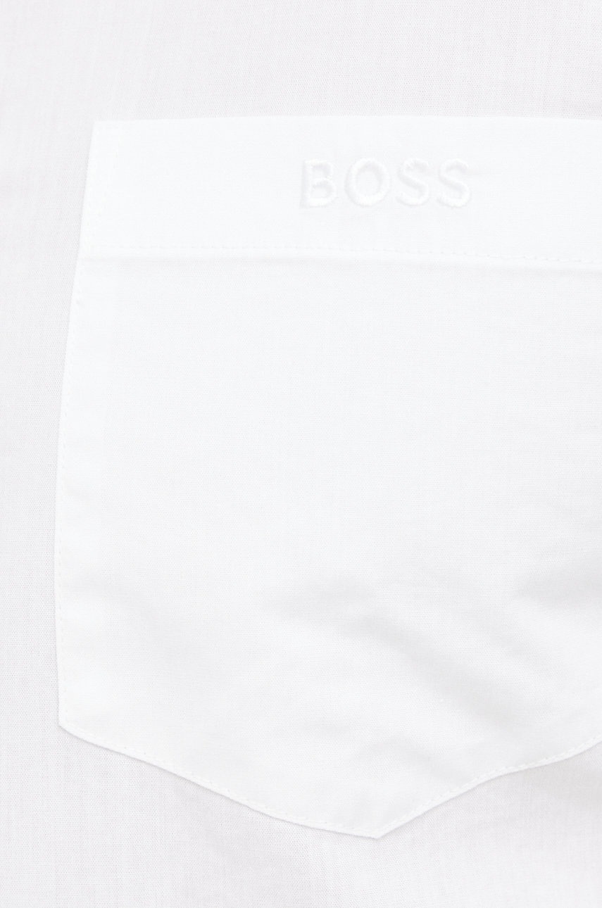 

Детская хлопковая рубашка BOSS мужская цвет белый regular классический воротник